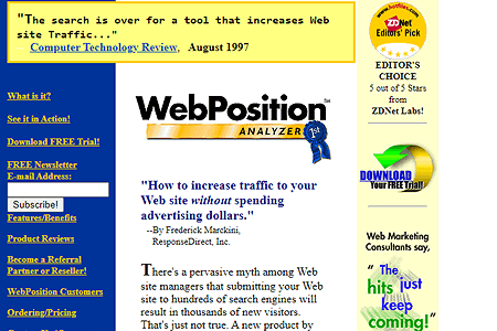 WebPosition website in 1998