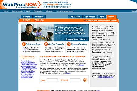 WebProsNow website in 2002