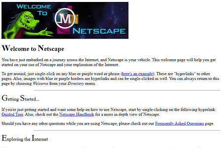 Welcome to Netscape! in 1994
