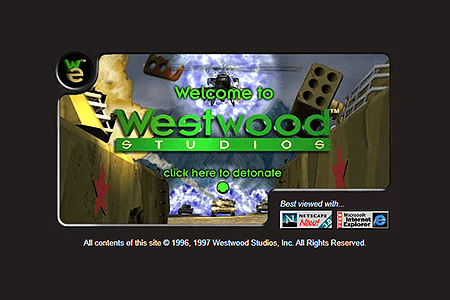 Westwood Studios website in 1997