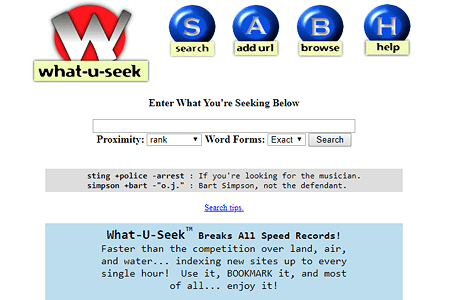 What-U-Seek website in 1997