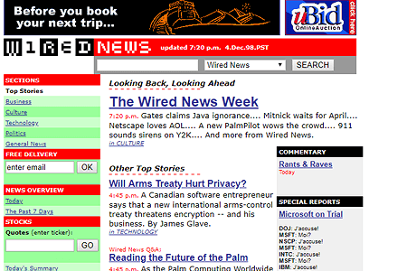 Wired News website in 1998