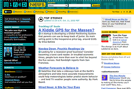 Wired News website in 2002