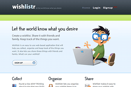 Wishlistr website in 2007