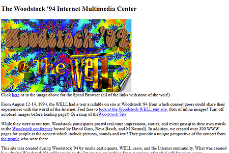 Woodstock ’94 Internet Multimedia Center website in 1994