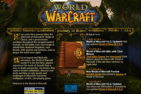 World of Warcraft website in 2002