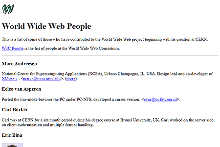 World Wide Web People website in 1994