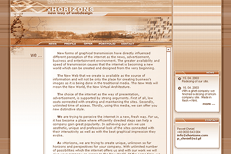 xHorizons website in 2003