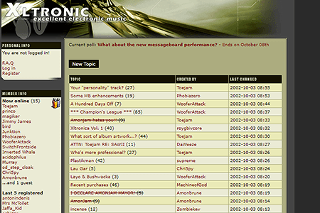 Xltronic website in 2002