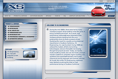 XS Engineering website in 2002