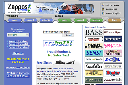 Zappos website in 2000