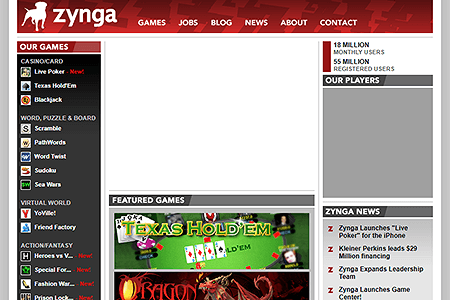 Zynga website in 2008
