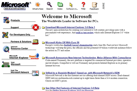 Microsoft website in 1996