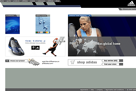 Adidas website in 2003