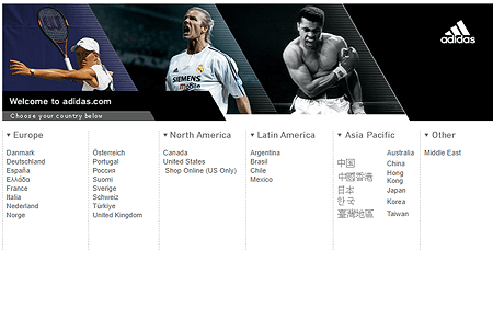 Adidas website in 2004