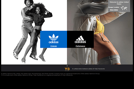 Adidas website in 2005