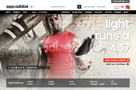 Adidas website in 2012