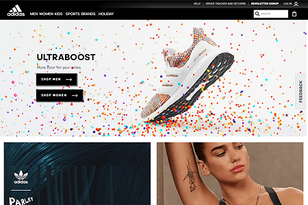 Adidas website in 2018