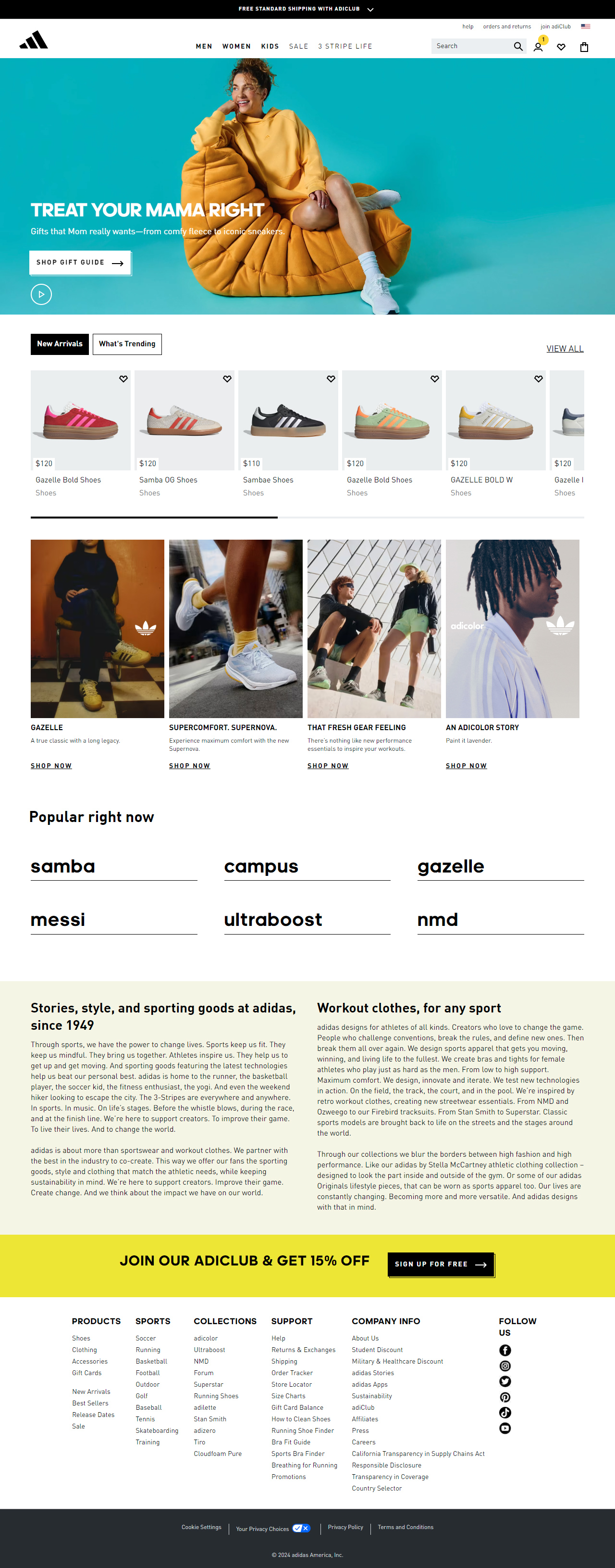 Adidas website in 2024