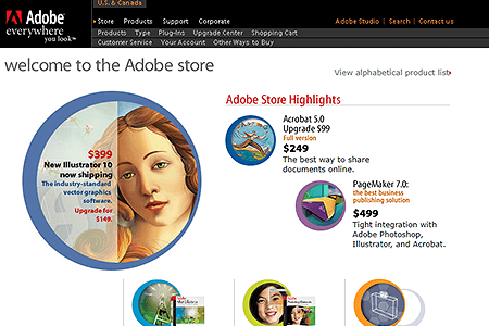 Adobe Store website in 2001