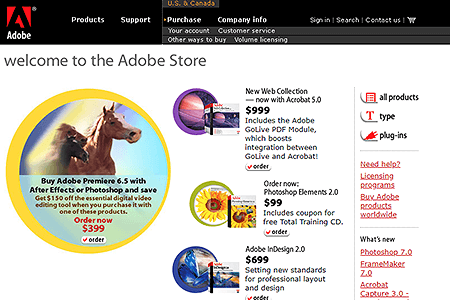 Adobe Store website in 2002