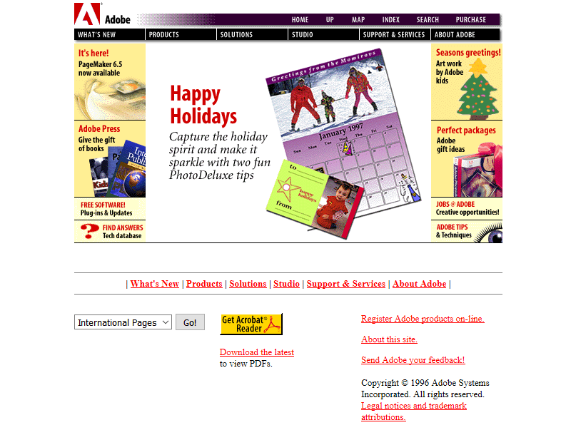 Adobe website in 1996