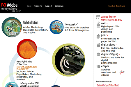 Adobe website in 2001