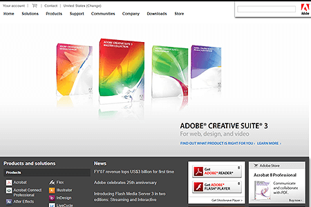 Adobe website in 2007