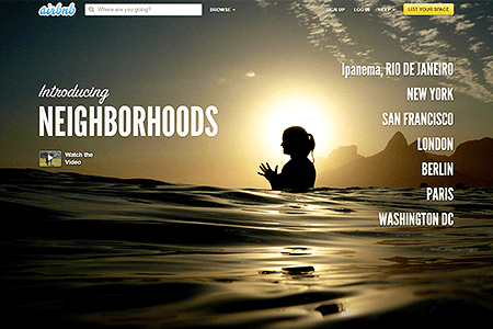 Airbnb website in 2012
