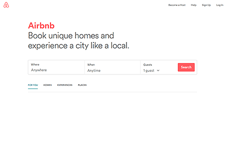 Airbnb website in 2017