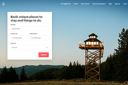 Airbnb website in 2019