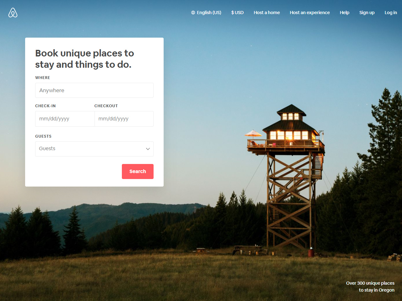 Airbnb website in 2019