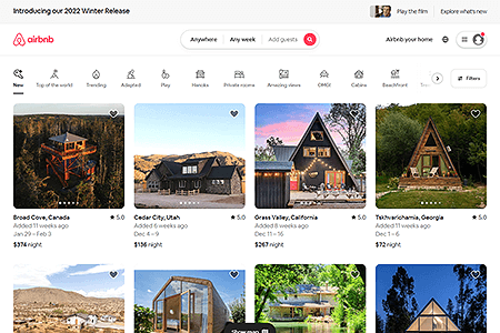 Airbnb website in 2022