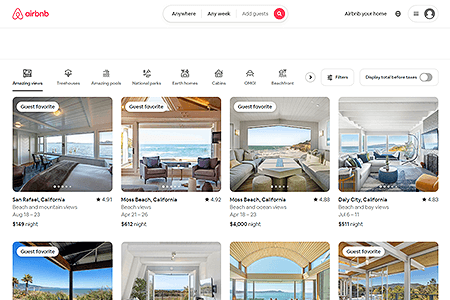 Airbnb website in 2024