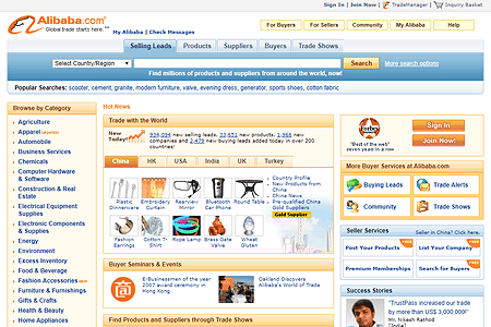 Alibaba website in 2007