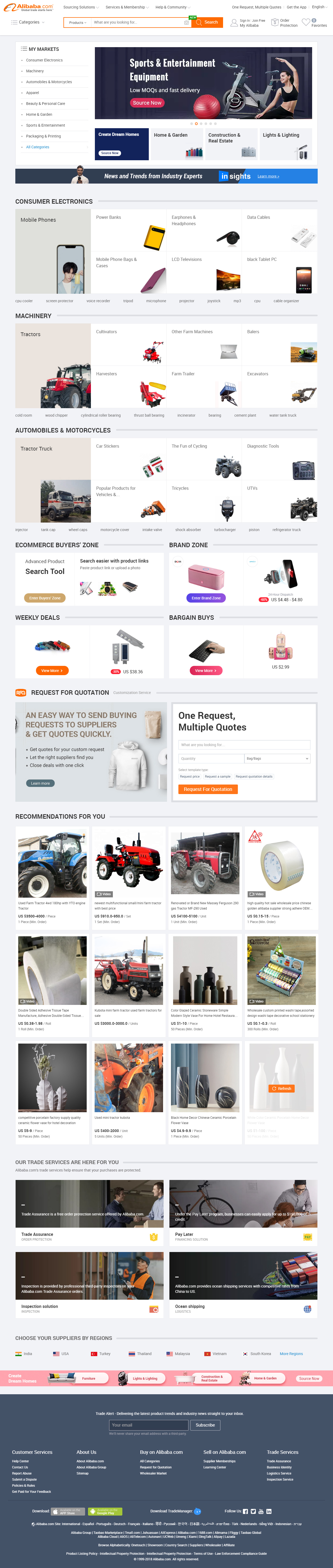 Alibaba website in 2018