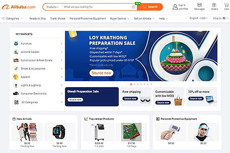 Alibaba website in 2021