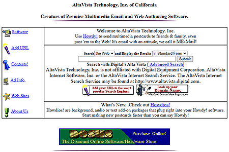 AltaVista website in 1997