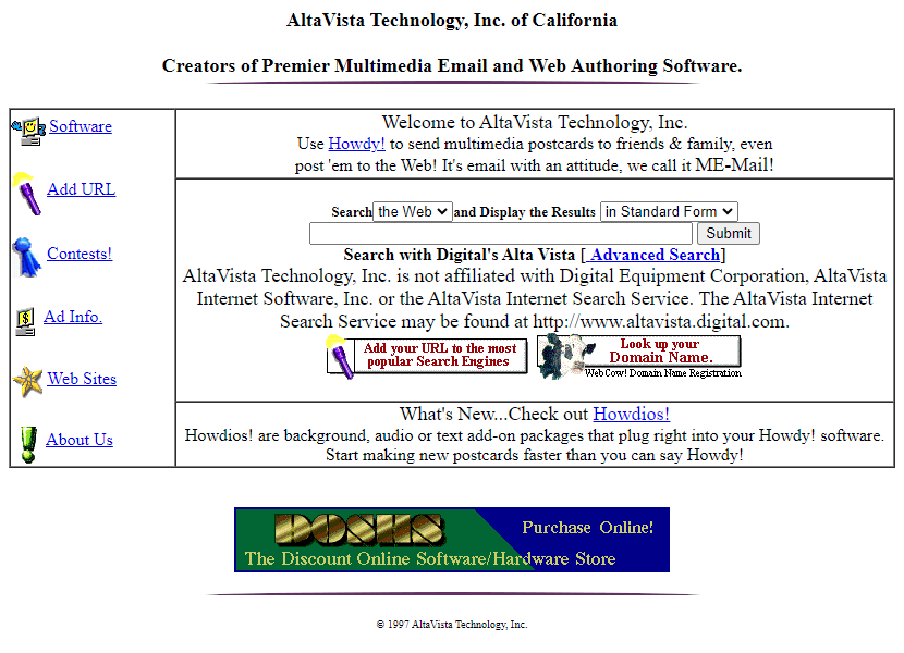 AltaVista website in 1997