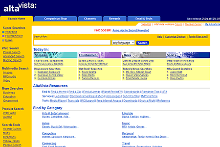 AltaVista website in 2000