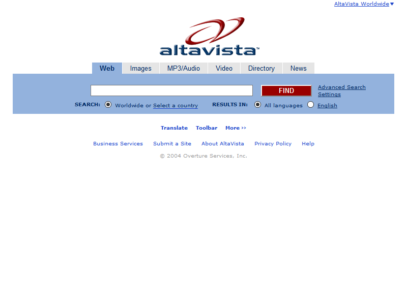 AltaVista in 2004