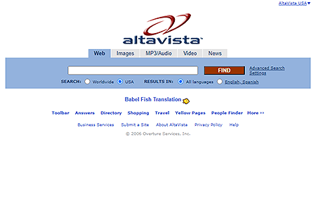 AltaVista website in 2006