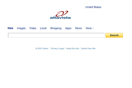 AltaVista website in 2012