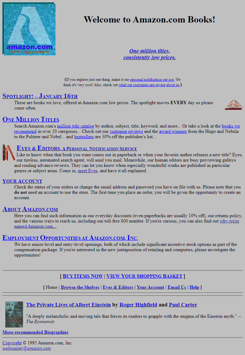 Amazon website in 1995