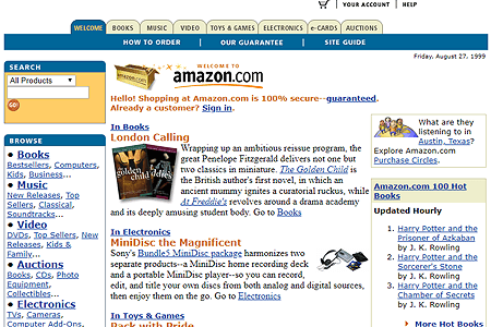 Amazon website in 1999
