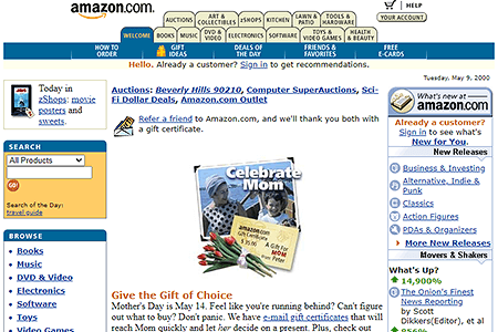 Amazon website in 2000
