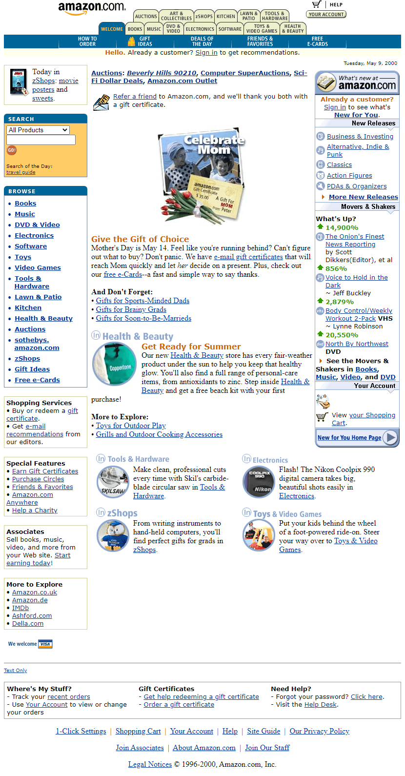 Amazon website in 2000