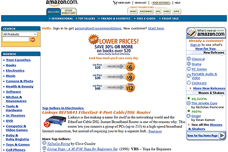 Amazon website in 2001