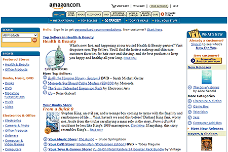 Amazon website in 2002