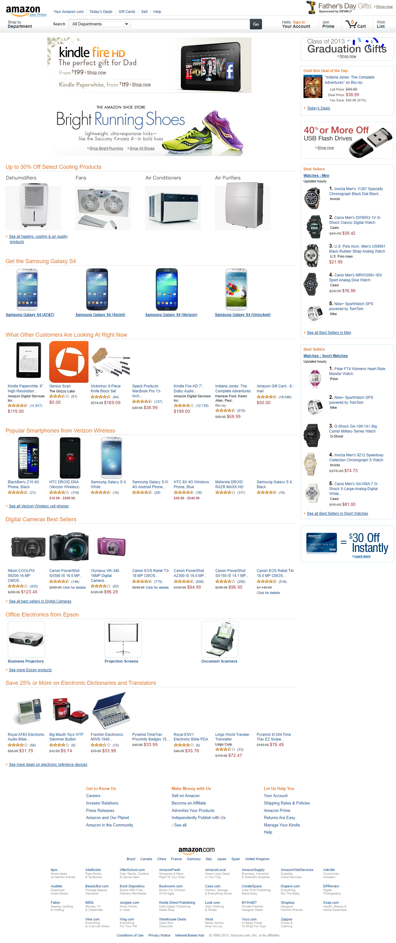 Amazon website in 2013